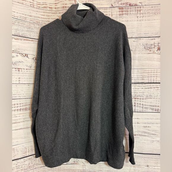 joe Sweaters Womens Size small Wool cashmere Tunic Turtleneck Charcoal Gray - Picture 2 of 13
